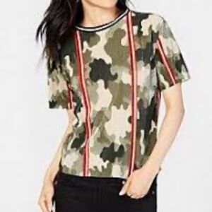 Gypsies & Moondust Camouflage Top with Red Stripes, Size M